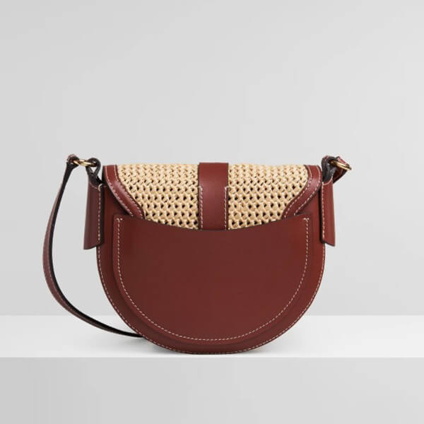 クロエ かごバッグ コピー ラフィア&シャイニーカーフスキン製「Darryl」スモールサドルバッグ CHC21US344E4927S